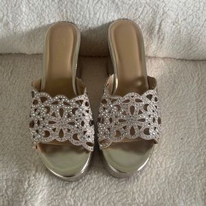 Thalia Sodi Gold wedge sandals